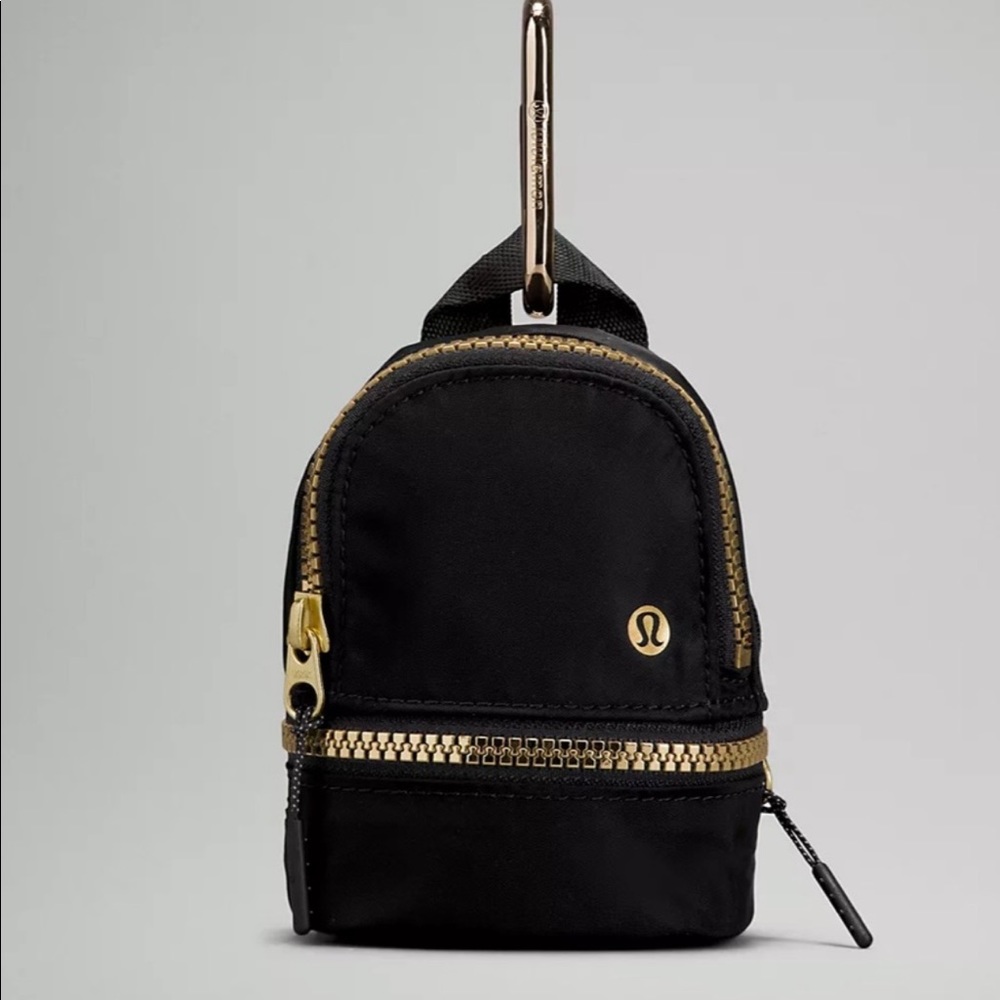 Lululemon City Adventurer Nano Backpack Shiny Gold and Black- not the velvet one